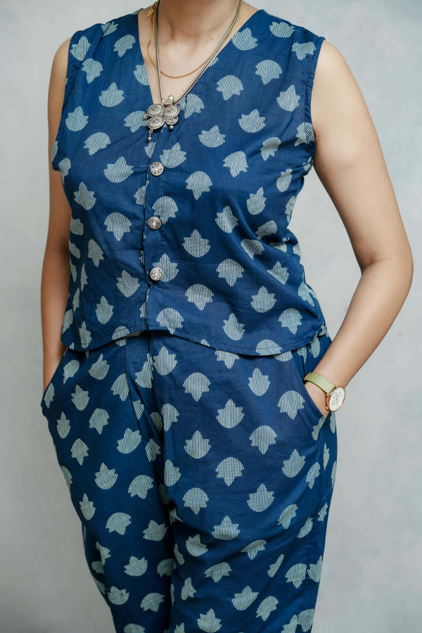 Indigo Printed Cotton Pant