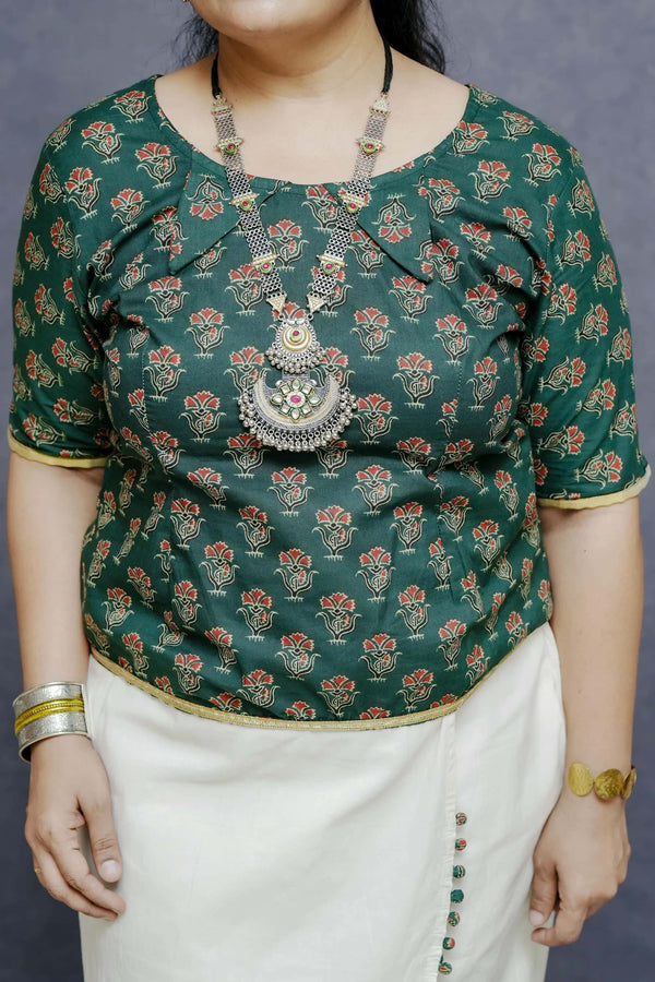 Printed Green Cotton Top