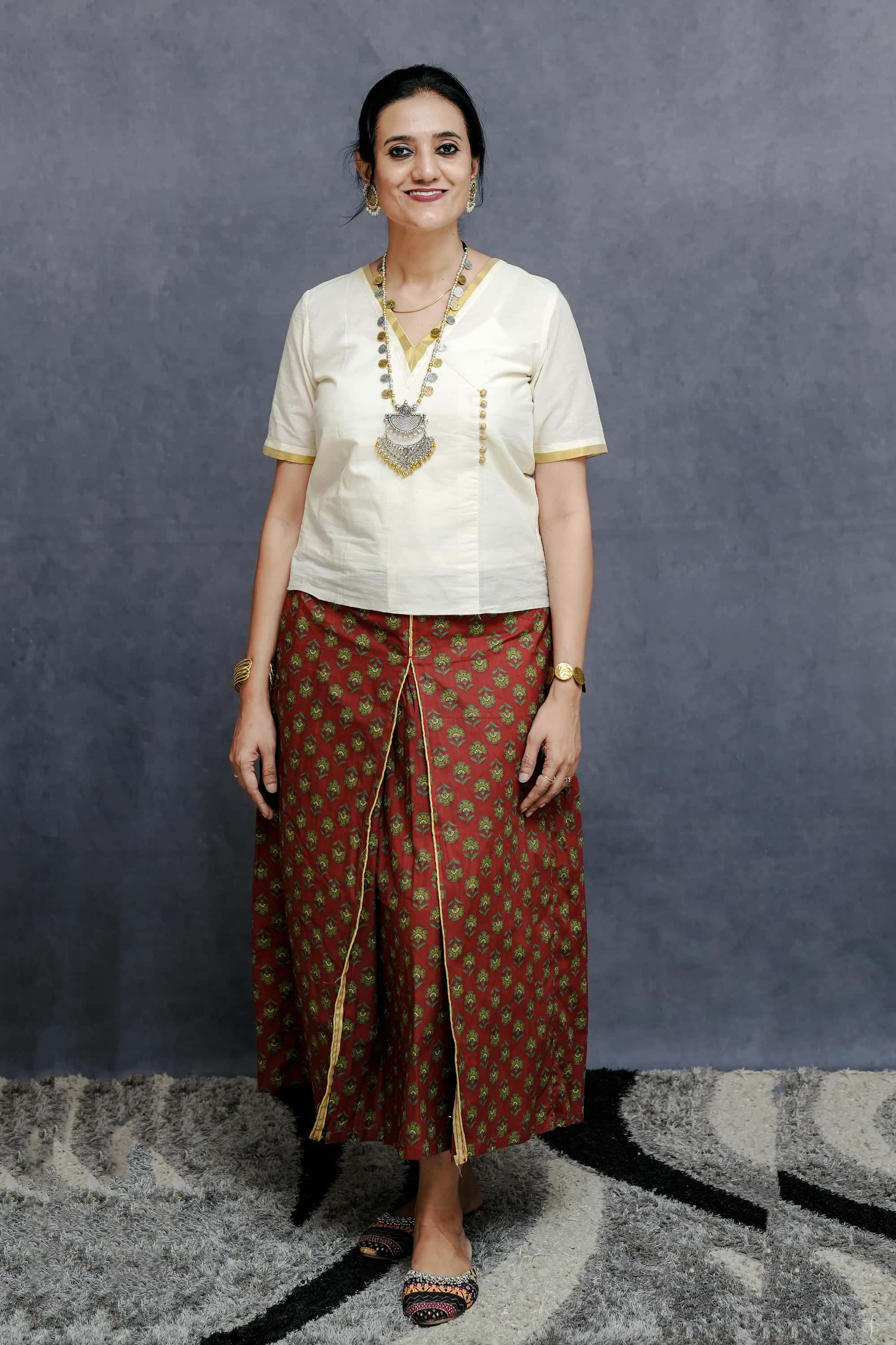 Off white Cotton Top in Golden Detailing 2