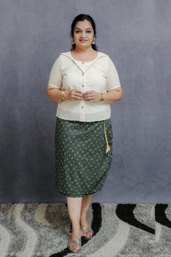 Printed Wrapped Cotton Skirt